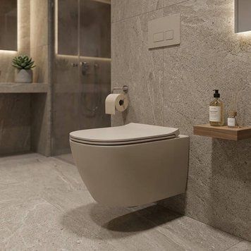 Унитаз подвесной Simas Juniper JU18/F85/JU004 безободковый с сиденьем Soft Close, турбослив Vertigo flush цвет sabbia mat 598460 фото