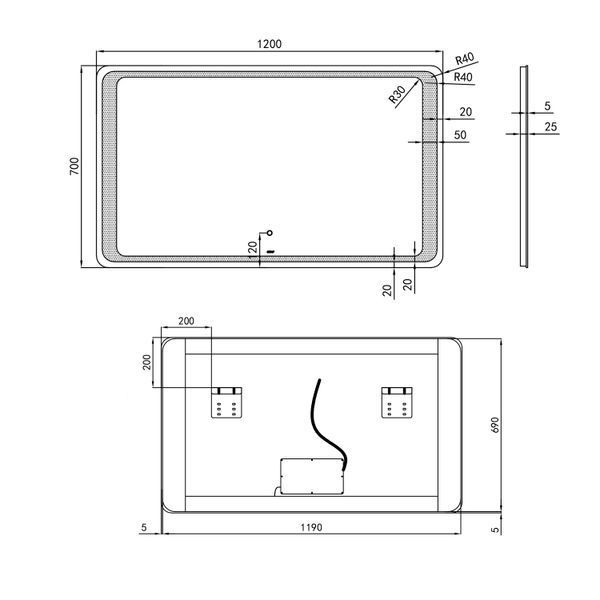 Зеркало Qtap Leo 1200х700 с LED-подсветкой Touch, диммер, рег. яркости QT1178141870120W SD00045755 фото