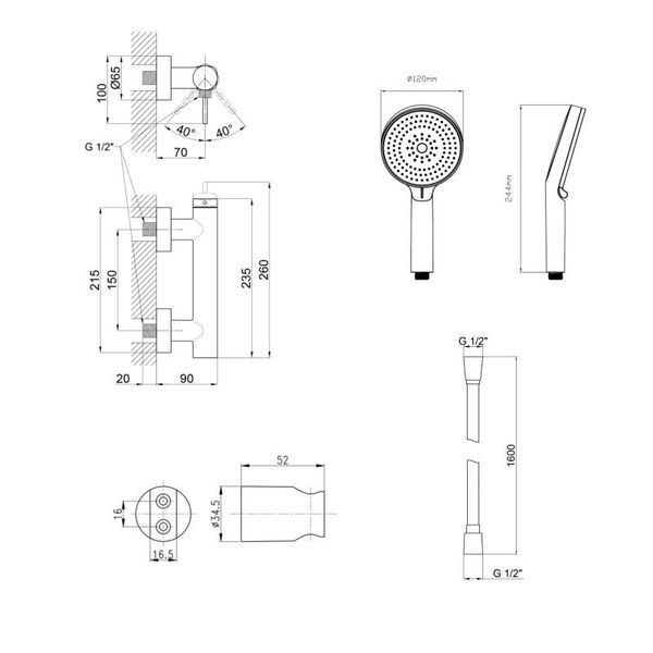 Комплект Qtap Robin Black Matt: Смеситель QTROB4060102B + Держатель QT829910842854OB + Шланг QTHADPVCSQ160B + Лейка QTRUC125BLM45951 SD00054149 фото