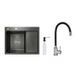 Акционный набор Lidz: мойка H6350BR интегрированная крыло справа Brushed Black PVD 3,0/1,0 мм + Смеситель Aria для кухни с гибким изливом (k35) Black SD00057372 фото 1