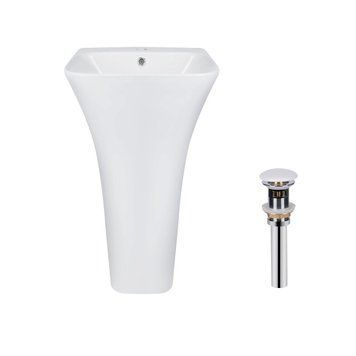 Комплект Qtap Crow: Раковина напольная моноблок 450x435x835 мм White + Донный клапан PU02O SD00053445 фото