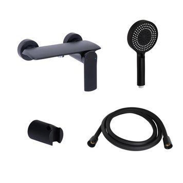 Комплект Qtap Slavonice Black Matt: Смеситель QTSLA266BLM45908 + Держатель QT829910842854OB + Шланг QTHADPVCSQ160B + Лейка QTRUC125BLM45951 SD00054150 фото