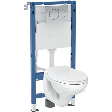 Комплект: DUOFIX PRO 20 монт. элемент для подв. унитаза, с бачком скр.монтажа Delta 12см, подв. унитаз Idol с сиденьем клавиша Delta01, глянц. 103230 фото