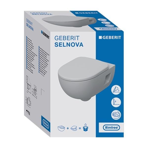 SELNOVA унітаз підвісний 53см, воронкоподібний, Rimfree, напівзакрита форма, з сидінням з кришкою 87115 фото