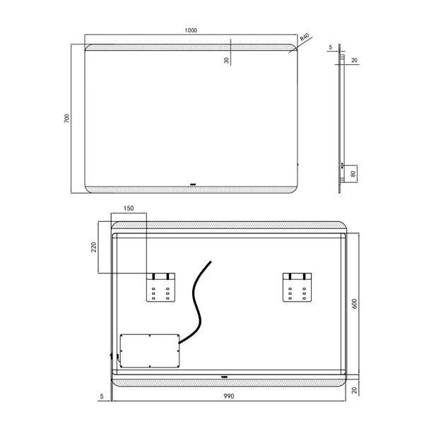 Дзеркало Qtap Tern 1000х700 з LED-підсвічуванням, QT1778120870100W SD00045760 фото