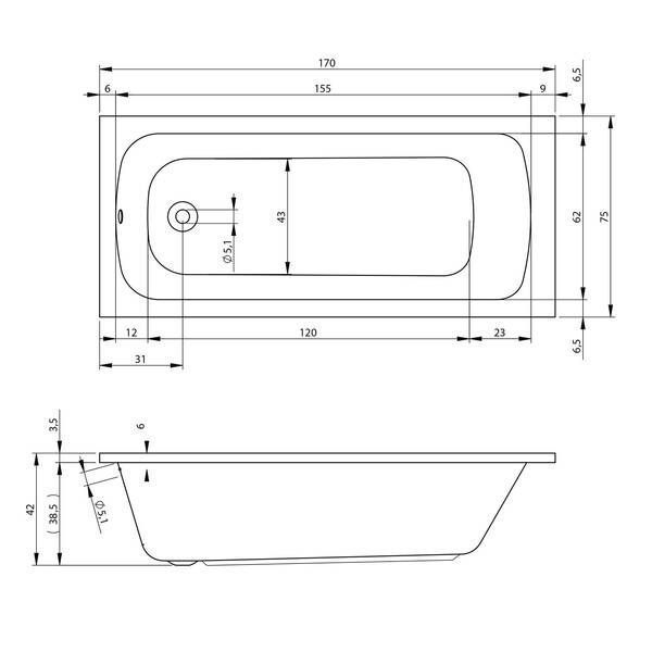 Ванна акрилова Devit Comfort 17075123 170х75 см з ніжками 277771 фото