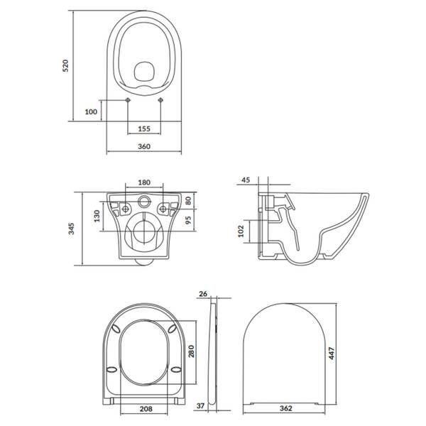 Унитаз подвесной Cersanit Larga S701-472 Cleanon с сиденьем Slim, Soft Close (СЕТ B331) 538179 фото