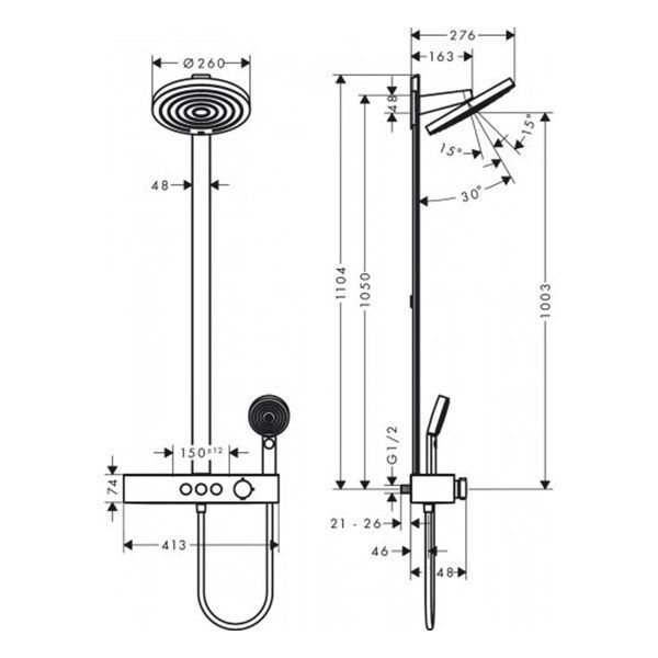 PULSIFY Showerpipe душова система 260 з термостатом , чорний матовий 81447 фото