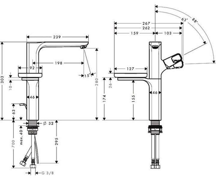 Axor Urquiola - смеситель для раковины, однорычажный HANSGROHE 11023000 13432 фото