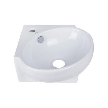 Комплект Qtap Leo N: Раковина подвесная угловая овальная 380x360x130 мм WHITE + Донный клапан PU02O SD00053455 фото