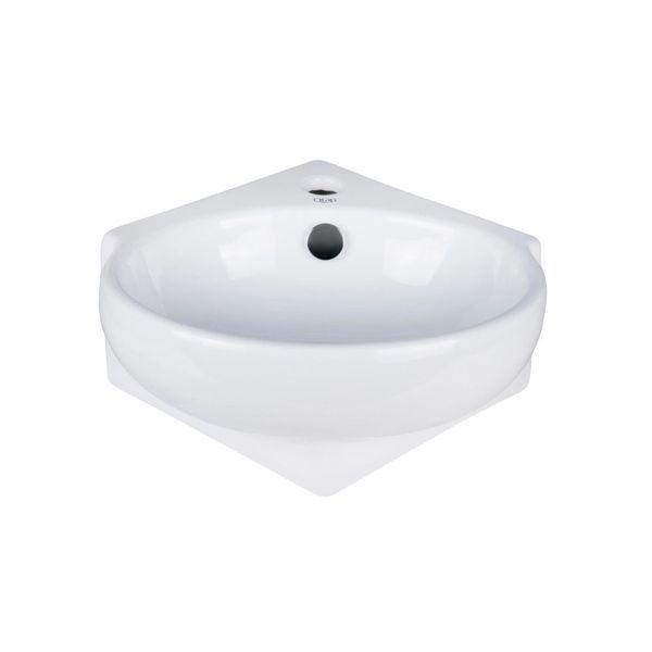 Комплект Qtap Leo N: Раковина подвесная угловая овальная 380x360x130 мм WHITE + Донный клапан PU02O SD00053455 фото