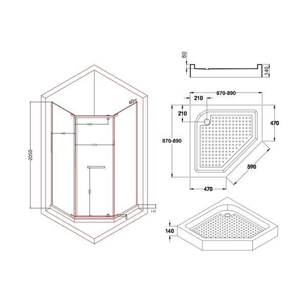 Душевая кабина Lidz Dozorca SC90x90.CRM.LOW.TR, стекло прозрачное 6 мм SD00039823 фото