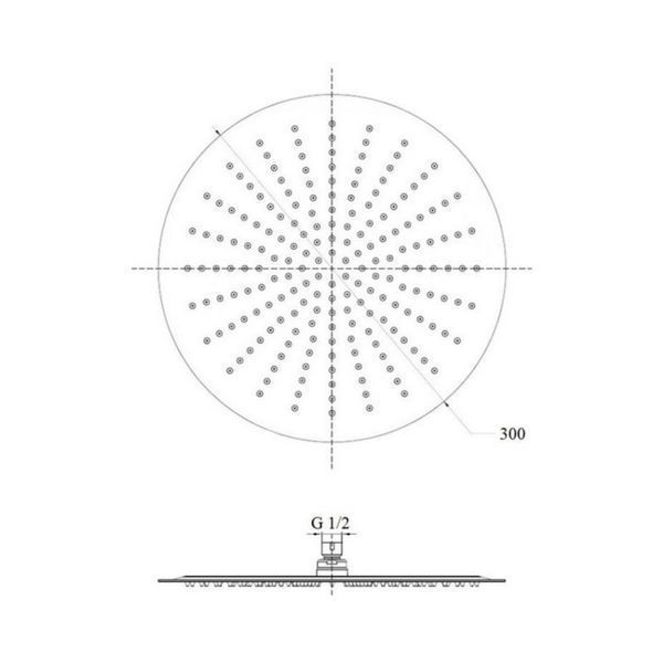 Лійка для верхнього душу Лейки Lidz Лейка 130 300 мм округла LDNIA130NKS32451 Chrome SD00038553 фото