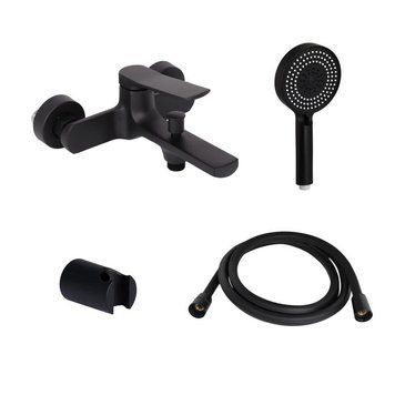 Комплект Qtap Slavonice Black Matt: Смеситель QTSLA259BLM45918 + Держатель QT829910842854OB + Шланг QTHADPVCSQ160B + Лейка QTRUC125BLM45951 SD00054151 фото