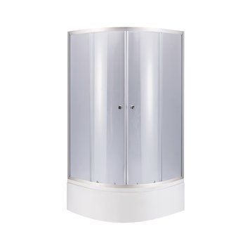 Lidz Latwa SC80x80.SAT.HIGH.GR Душевая кабина полукруглая, стекло тон. 4 мм + Lidz Душевой поддон KAPIELKA ST80x80x41, с панелью SD00050786 фото