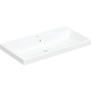 Раковина Geberit Aniara 510.053.00.1 підвісна/меблева 90,5 см з переливом, з отв.під змішувач, білий глянець 600744 фото