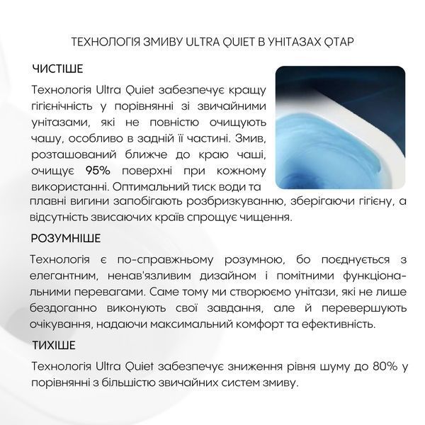 Унітаз підвісний Qtap Robin Ultra Quiet безобідковий з сідінням Soft-close 520x365x365 мм WHITE SD00052888 фото