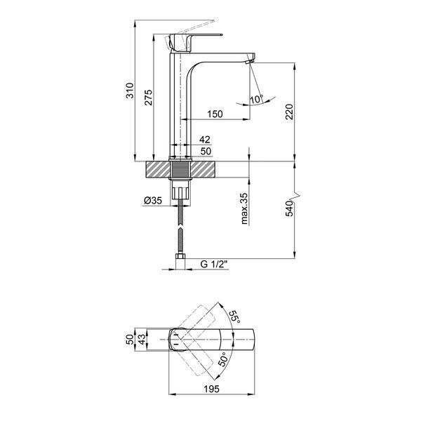Смеситель для раковины Qtap Lipno высокий QTLIPNO1023H101C Chrome SD00042253 фото