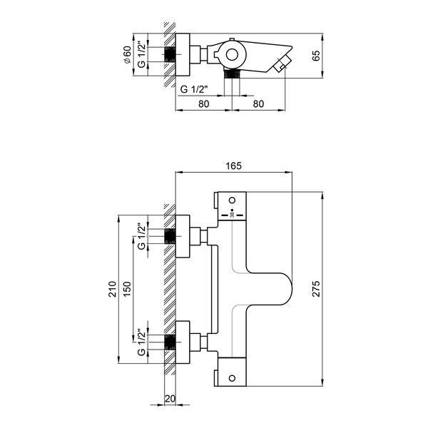 Змішувач для ванни Qtap Inspai-Therm термостатичний QTINSCRMT300800 Chrome SD00047504 фото