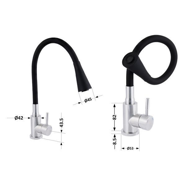 Змішувач для кухні Lidz Aria 015F31 з гнучким виливом (k35) LDARI015F31BNK31872 Black / Nickel SD00037973 фото