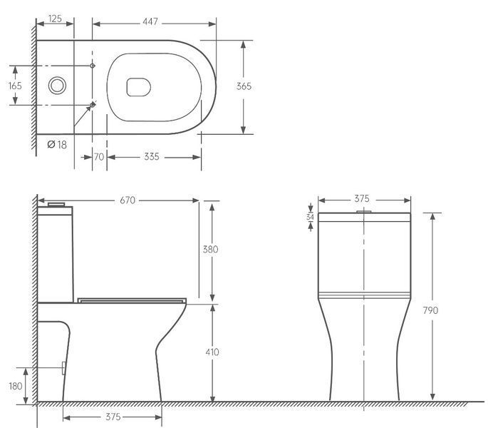 FEEL Rimless, унітаз підлоговий з бачком не пристінний 67*36,5*79 см, сидіння duroplast slow-closng 96741 фото