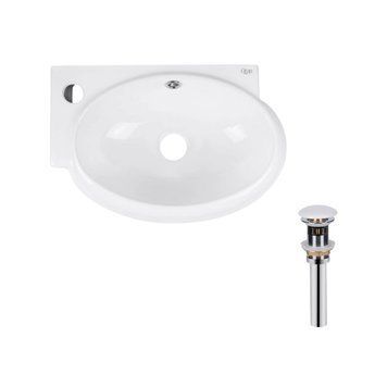 Комплект Qtap Leo: Раковина подвесная овальная левая 430x290x140 мм White + Донный клапан PU02O SD00053456 фото