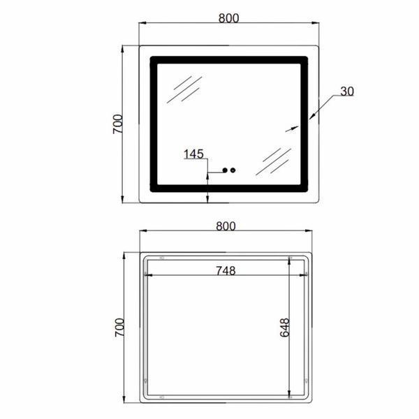 Дзеркало Lidz Kubis 700х800 з LED-підсвічуванням Touch, з антизапотіванням, з димером, рег. яскравості LD78LF904708048447 SD00054571 фото