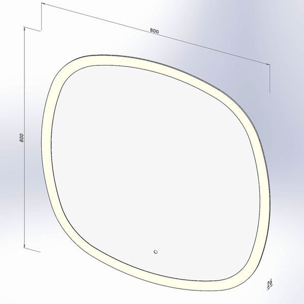 4408080 Ovale Дзеркало 800х800 з тачсенсором, LED підсвідкою та підігрівом (1 сорт) 572890 фото