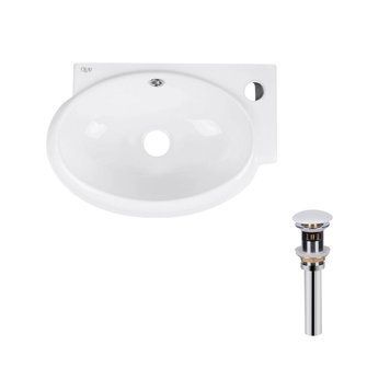 Комплект Qtap Leo: Раковина подвесная овальная правая 430x290x140 мм White + Донный клапан PU02O SD00053457 фото