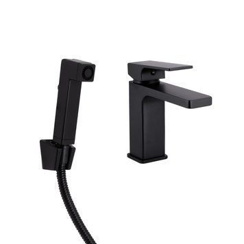 Змішувач для раковини Qtap Gemini (з гігієнічним душем) QTGEM272BLM45690 Black Matt SD00051814 фото