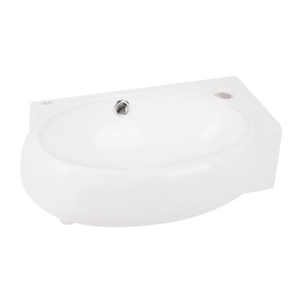 Комплект Qtap Leo: Раковина підвісна овальна права 430x290x140 мм White + Донний клапан PU02O SD00053457 фото