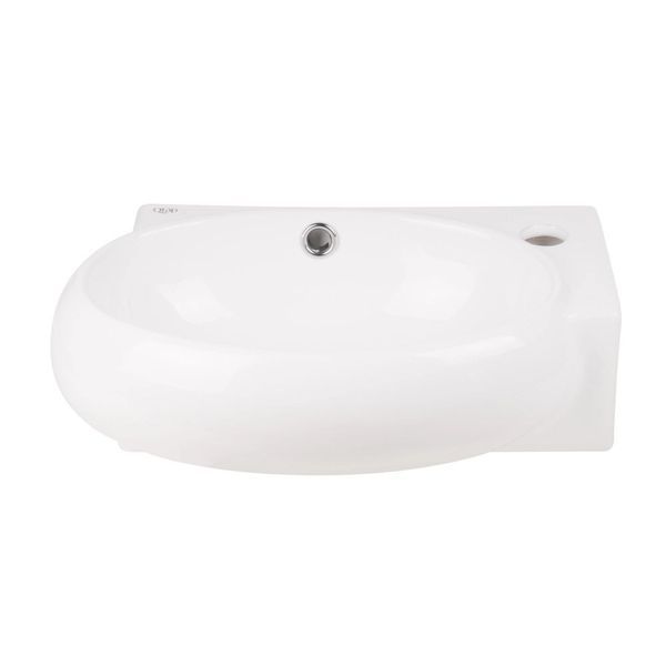 Комплект Qtap Leo: Раковина підвісна овальна права 430x290x140 мм White + Донний клапан PU02O SD00053457 фото