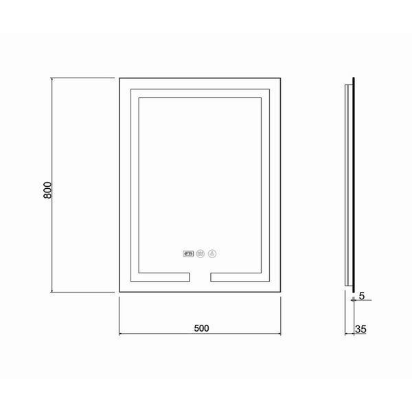 Дзеркало Qtap Mideya (DC-F936) 500х800 з LED-підсвічуванням Touch, з антизапотіванням, димером QT2078F936W SD00036739 фото