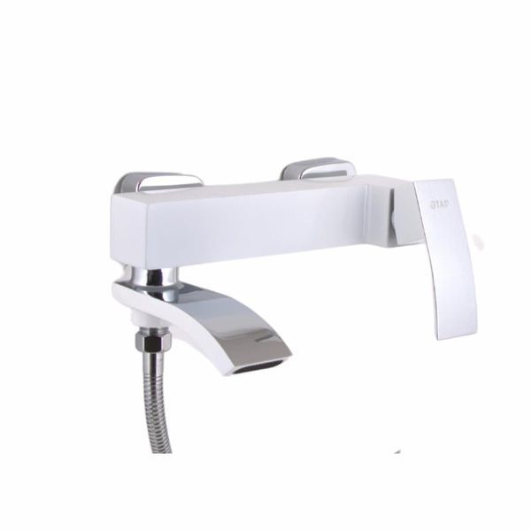 Смеситель для ванны Qtap Swan Cascada с поворотным изливом (c душевым гарнитуром) QTSWA260CRW45569 Chrome/White SD00051693 фото
