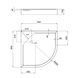 Lidz Душевой поддон KAPIELKA ST80x80x14 низкий, полукруглый, диаметр слива 52 мм SD00050739 фото 2