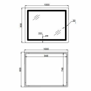 Зеркало Lidz Kubis (KU2) 1000х800 с LED-подсветкой Touch, с антизапотеванием, с диммером, рег. яркости LD78LF6141008048450 SD00054574 фото