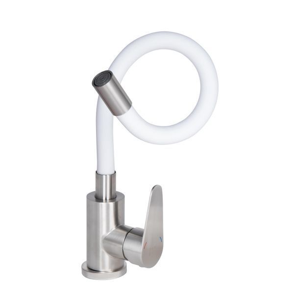 Змішувач для кухні Lidz Vida 015F3 з гнучким виливом (k35) LDVID015F3WHI43357 White / Nickel SD00049480 фото