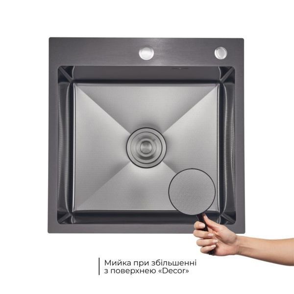 Акционный набор Lidz: мойка интегрированная Decor Black PVD Honeycomb 2,5/0,5 мм + Смеситель Aria для кухни с гибким изливом (k35) Black SD00057350 фото