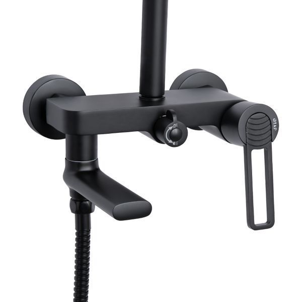 Душова система універсальна Qtap Taurus на три споживача (з виливом) QTTAU111BLM45666 Black Matt SD00051790 фото